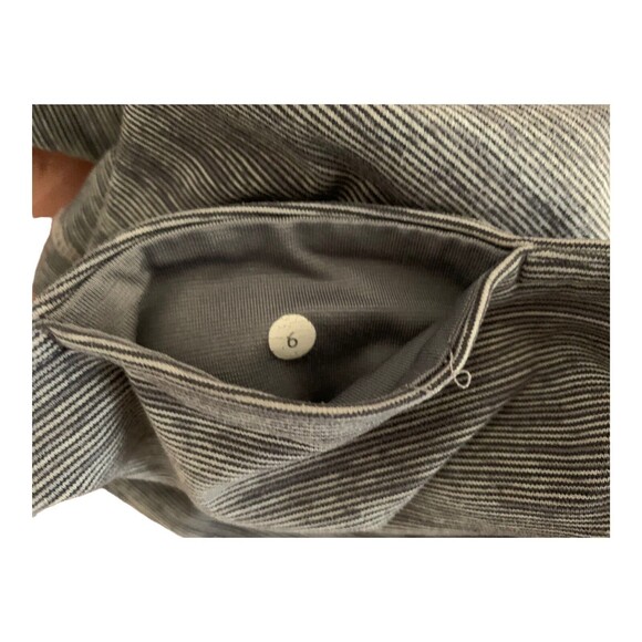 LULULEMON Midrise Ruched Waist Cropped Legging Keyhole Leg Gray Mini Stripe Sz 6 - Picture 8 of 11